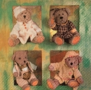 Serviette 4 Bären im Quadrat